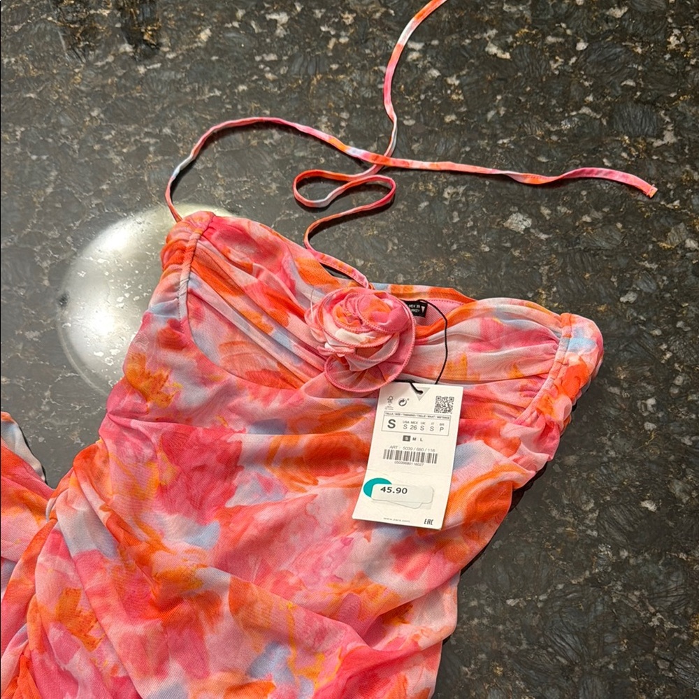 Zara Pink and Orange Dress
